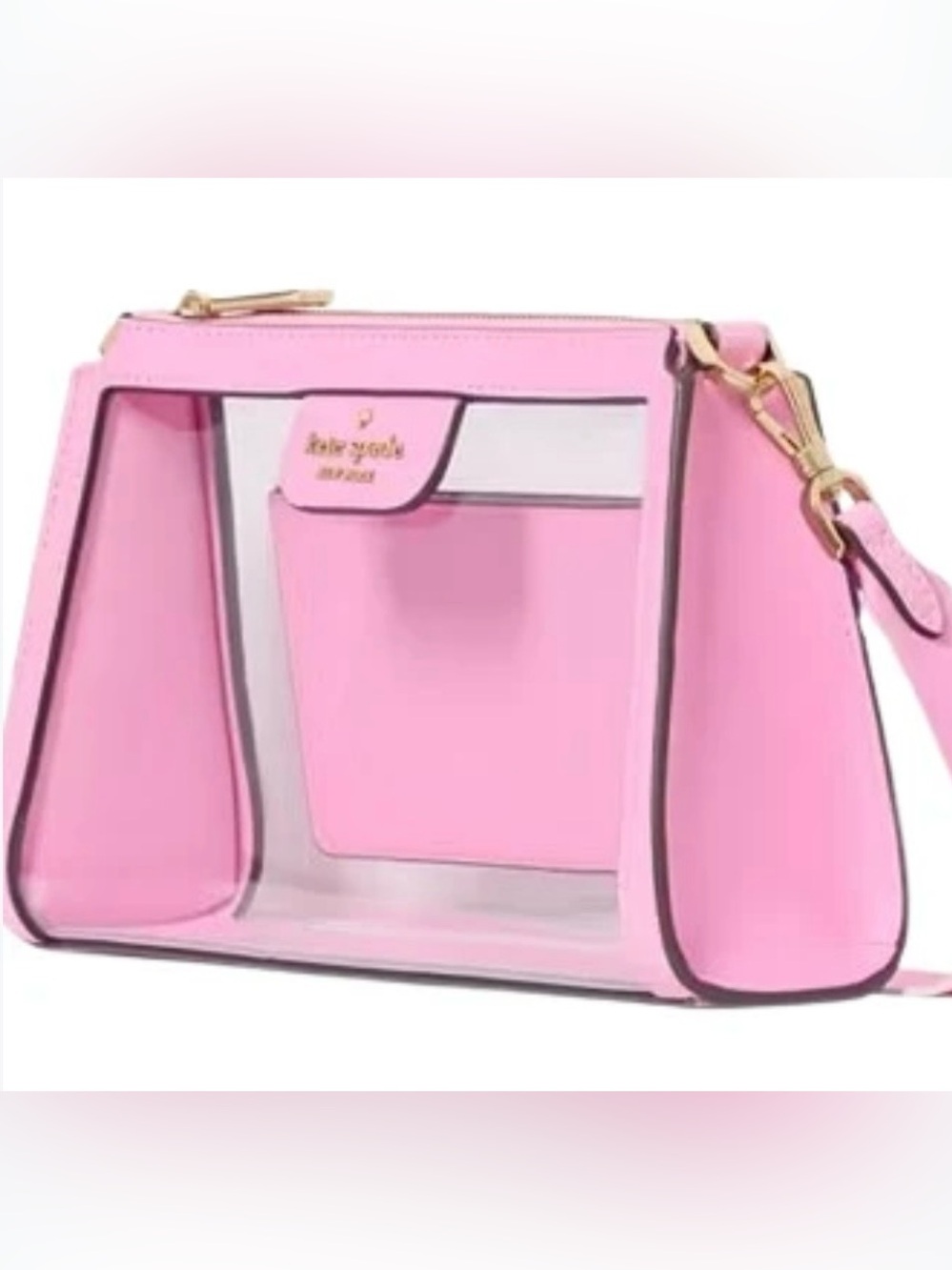 ♠️ 💕 Kate Spade Pink Clear Crossbody with Gold Hardware and 24” strap. NWT